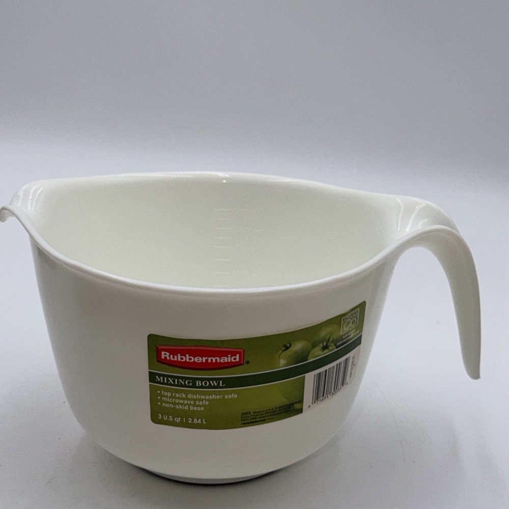 NOS 3 Qt 12 Cup Measuring Batter Bowl White Large VTG #2663 Non Skid Base NEW